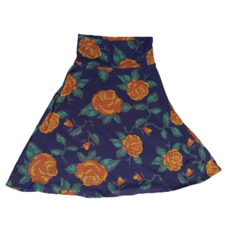 LuLaRoe Azure Floral Skirt A-Line Knee Length Rose Pattern Romantic